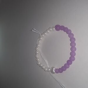 Purple and White Beaded Bracelet